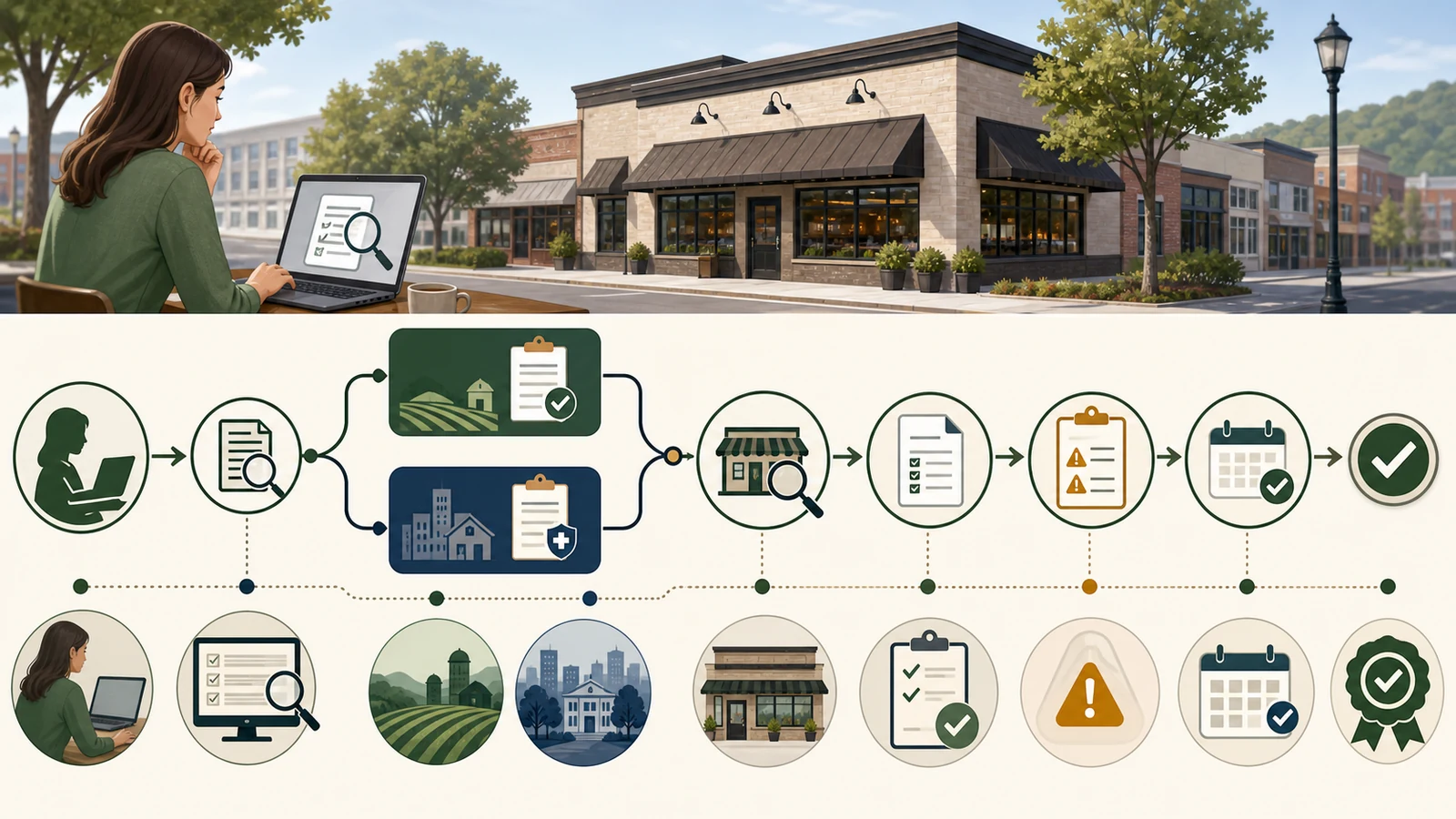 Pennsylvania restaurant inspection workflow from address and jurisdiction to the correct state or local report